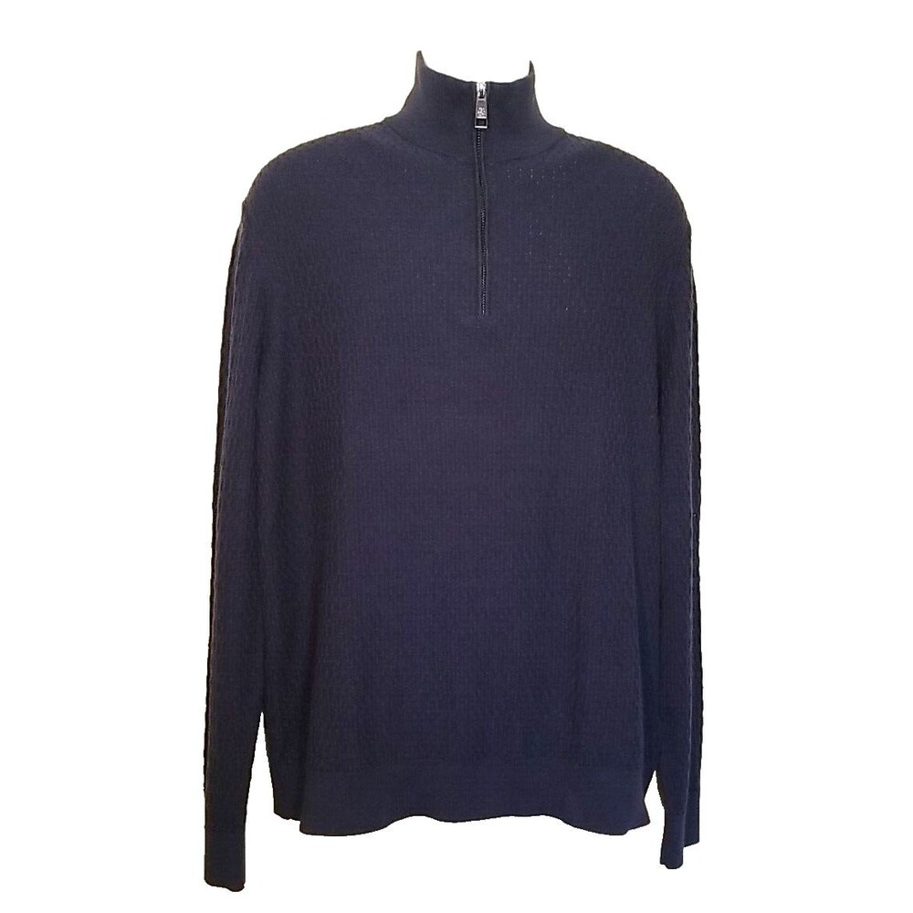 Ted Baker London Mens Navy Blue Long Sleeve 1/4 Zip  Pullover Sweater Sz 6   T51